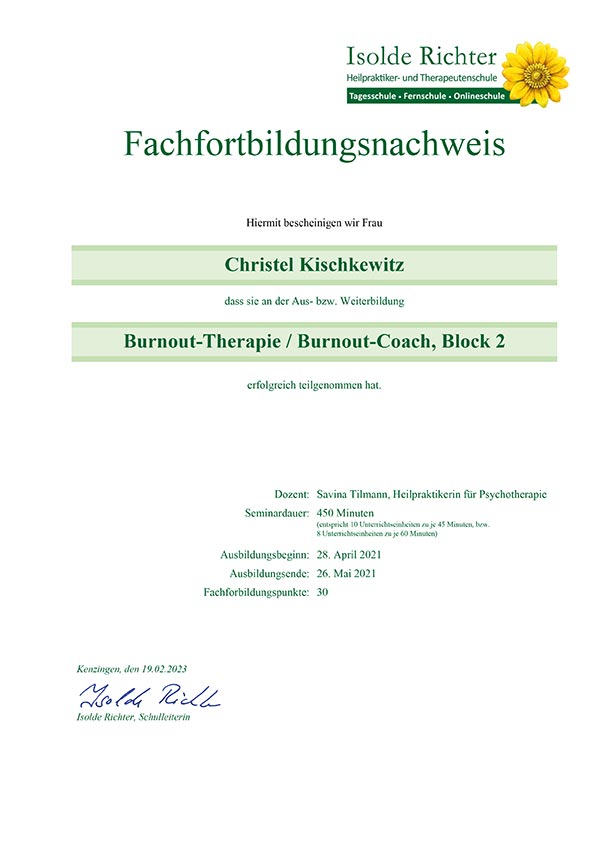 Burnout-Therapie/Coach